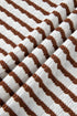 Striped Textured Knit Patchwork Split Hem Half Sleeve Top