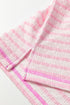 Striped Textured Knit Patchwork Split Hem Half Sleeve Top