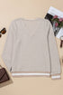 Striped Textured Knit Relaxed Fit Long Sleeve Top