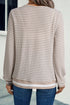 Striped Textured Knit Relaxed Fit Long Sleeve Top