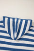 Striped Textured Knit V Neck Drawstring Hoodie