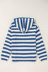 Striped Textured Knit V Neck Drawstring Hoodie