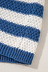 Striped Textured Knit V Neck Drawstring Hoodie