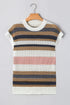 Striped Textured Open Knit Cap Sleeve Top