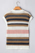 Striped Textured Open Knit Cap Sleeve Top