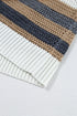 Striped Textured Open Knit Cap Sleeve Top