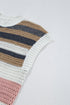 Striped Textured Open Knit Cap Sleeve Top