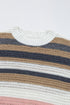 Striped Textured Open Knit Cap Sleeve Top