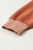 Striped Textured Patched Drop Shoulder Buttoned Sweatshirt
