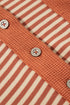 Striped Textured Patched Drop Shoulder Buttoned Sweatshirt