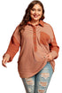 Striped Textured Patched Drop Shoulder Buttoned Sweatshirt