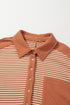 Striped Textured Patched Drop Shoulder Buttoned Sweatshirt