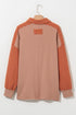 Striped Textured Patched Drop Shoulder Buttoned Sweatshirt