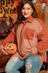 Striped Textured Patched Drop Shoulder Buttoned Sweatshirt