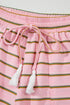 Striped Textured Patchwork Fringe Trim Wide Sleeve Short Set