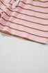Striped Textured Patchwork Fringe Trim Wide Sleeve Short Set