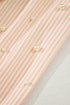 Striped Textured Pearl Embellished Bow Cuff Puff Sleeve Blouse