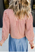 Striped Textured Ruffle Trim Button Up Long Sleeve Shirt
