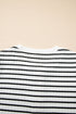 Striped Textured Short Sleeve Button Front Henley Top
