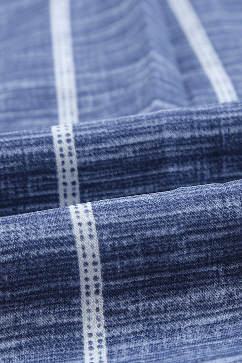 Striped Textured Split Neck Button Front Shirt