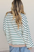 Striped Textured Trim Relaxed Fit Pullover Top