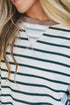 Striped Textured Trim Relaxed Fit Pullover Top
