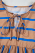 Striped Three Quarter Sleeve Babydoll Plus Size Mini Dress