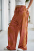 Striped Tie Waist Button Pocket Wide Leg Pants