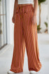 Striped Tie Waist Button Pocket Wide Leg Pants