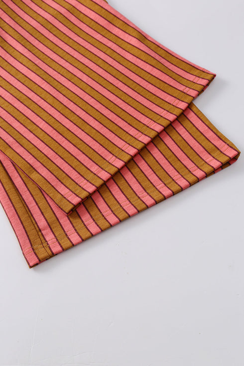 Striped Tie Waist Button Pocket Wide Leg Pants