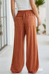 Striped Tie Waist Button Pocket Wide Leg Pants