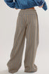 Striped Tie Waist Button Pocket Wide Leg Pants