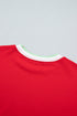 Striped Trim Baggy Silhouette Collegiate Inspired Pullover Sweatshirt