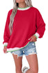 Striped Trim Baggy Silhouette Collegiate Inspired Pullover Sweatshirt