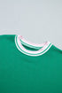 Striped Trim Baggy Silhouette Collegiate Inspired Pullover Sweatshirt