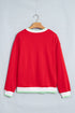 Striped Trim Baggy Silhouette Collegiate Inspired Pullover Sweatshirt