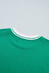 Striped Trim Baggy Silhouette Collegiate Inspired Pullover Sweatshirt