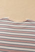 Striped Trim Long Sleeve Top Elastic Waist Pant Set