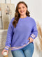 Striped Trim Loose Drop Shoulder Knit Sweater