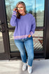 Striped Trim Loose Drop Shoulder Knit Sweater
