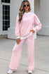 Striped Trim Mock Neck Pullover Drawstring Pants Outfit Pant Set