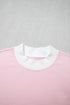 Striped Trim Mock Neck Pullover Drawstring Pants Outfit Pant Set