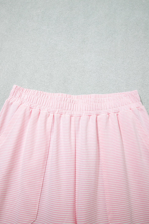 Striped Trim Mock Neck Pullover Drawstring Pants Outfit Pant Set