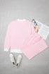 Striped Trim Mock Neck Pullover Drawstring Pants Outfit Pant Set