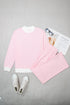 Striped Trim Mock Neck Pullover Drawstring Pants Outfit Pant Set