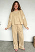 Striped Trim Seam Long Sleeve Top Loose Pant Set