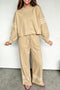 Striped Trim Seam Long Sleeve Top Loose Pant Set