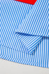 Striped Trim V Neck Dolman Sleeve Cuffed Blouse