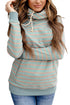 Striped Turtleneck Hoodie With Pocket