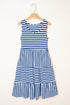 Striped U Neck Sleeveless Loose Fit Casual Mini Dress